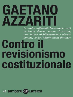 cover image of Contro il revisionismo costituzionale